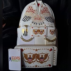RARE Elvis Presley Loungefly Mini Backpack and Wallet